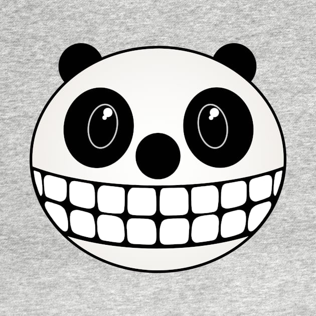 Grinning Cartoon Panda Bear Face Caricature by RawSunArt